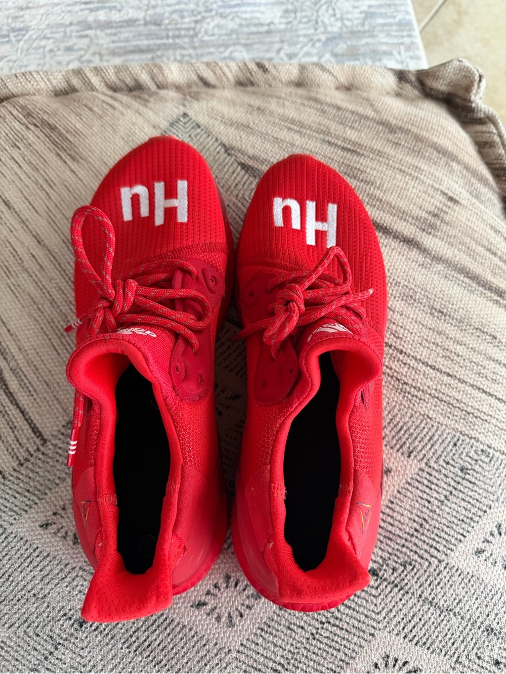 Red Men's Lace-Up Sneakers- Adidas Hu